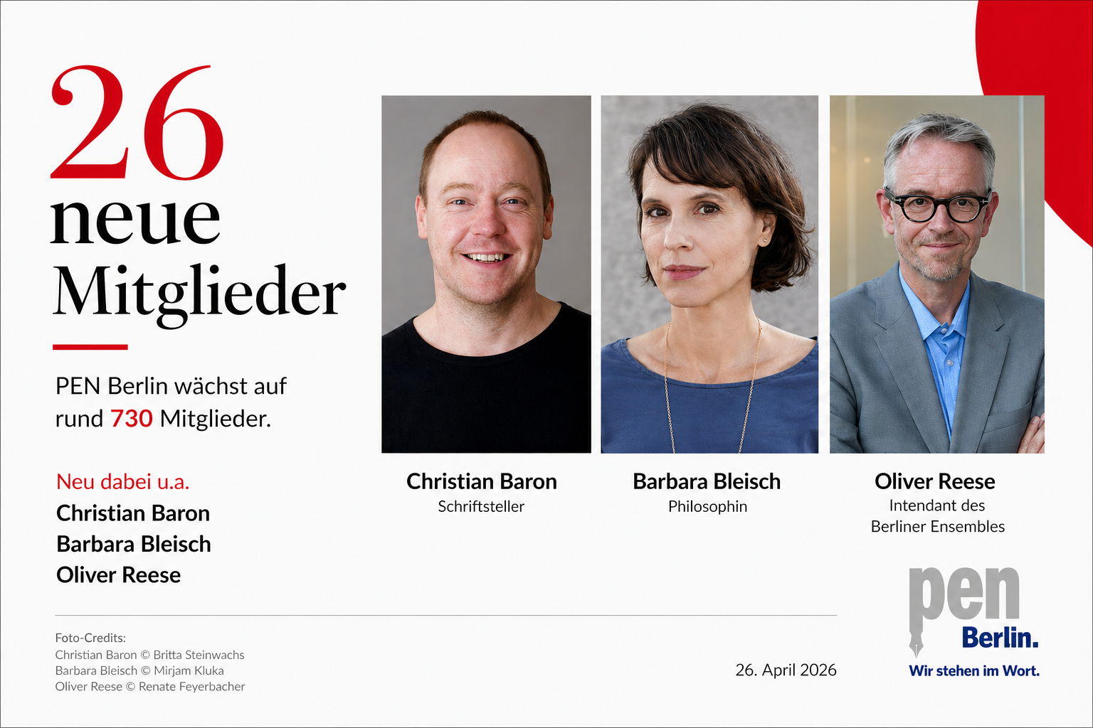 PEN Berlin neue Mitglieder